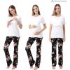 imageAlina Mae Maternity Pregnant womens nursing pajamas set pregnant womens lounge pajamas short sleeveBlack Floral