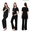 imageAlina Mae Maternity Pregnant womens nursing pajamas set pregnant womens lounge pajamas short sleeveBlack on Black