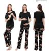 imageAlina Mae Maternity Pregnant womens nursing pajamas set pregnant womens lounge pajamas short sleeveBlack on Pattern