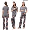 imageAlina Mae Maternity Pregnant womens nursing pajamas set pregnant womens lounge pajamas short sleeveGrey on Grey Floral