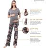 imageAlina Mae Maternity Pregnant womens nursing pajamas set pregnant womens lounge pajamas short sleeveGrey on Grey Floral