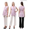 imageMaternity Blouse for Work Pregnancy Top Short Sleeve Shirt Formal Women ChiffonLavender