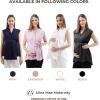 imageMaternity Blouse for Work Pregnancy Top Short Sleeve Shirt Formal Women ChiffonLavender