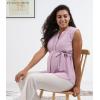 imageMaternity Blouse for Work Pregnancy Top Short Sleeve Shirt Formal Women ChiffonLavender
