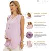 imageMaternity Blouse for Work Pregnancy Top Short Sleeve Shirt Formal Women ChiffonPurple