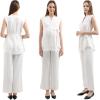 imageMaternity Blouse for Work Pregnancy Top Short Sleeve Shirt Formal Women ChiffonWhite