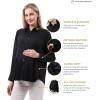imageMaternity Button Down Shirt Long Sleeve Formal Blouse for Work Pregnant Dress TopBlack