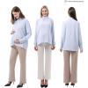imageMaternity Button Down Shirt Long Sleeve Formal Blouse for Work Pregnant Dress TopLight Blue