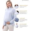 imageMaternity Button Down Shirt Long Sleeve Formal Blouse for Work Pregnant Dress TopLight Blue