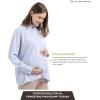 imageMaternity Button Down Shirt Long Sleeve Formal Blouse for Work Pregnant Dress TopLight Blue