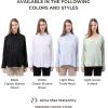 imageMaternity Button Down Shirt Long Sleeve Formal Blouse for Work Pregnant Dress TopLight Blue