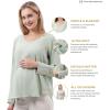 imageMaternity Button Down Shirt Long Sleeve Formal Blouse for Work Pregnant Dress TopLight Green