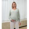 imageMaternity Button Down Shirt Long Sleeve Formal Blouse for Work Pregnant Dress TopLight Green