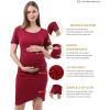 imageMaternity Dress Baby Shower Bodycon Short Sleeve Casual Daily Wear to Work WomenCross Wrap Style  Burgundy Red