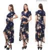 imageMaternity Dress Baby Shower Bodycon Short Sleeve Casual Daily Wear to Work WomenFlow Style  Navy Floral