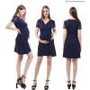 imageMaternity Dress Baby Shower Bodycon Short Sleeve Casual Daily Wear to Work WomenLace Style  Navy