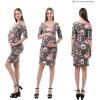 imageMaternity Dress Baby Shower Bodycon Short Sleeve Casual Daily Wear to Work WomenOff Shoulder Style  Grey Floral