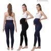 imageMaternity Leggings Pregnant OverBump Pant with Pockets Stretch for Workout Yoga2pair BlackNavy Pants