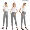 imageMaternity Pants Work Over The Belly with Pockets Womens Pregnancy Dress Pants Office Clothes Trousers Stretch SummerGray
