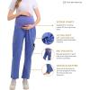 imageMaternity Scrub Jogger Pants for Women Pregnant Doctor Uniform Pant Nurse Scrub w 6 PocketsBlue Open Bottom