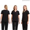 imageMaternity Scrubs Shirt for Women Doctor Uniform Short Sleeve Pregnant Nurse Scrub with Large PocketsBlack Shirt