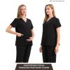 imageMaternity Scrubs Shirt for Women Doctor Uniform Short Sleeve Pregnant Nurse Scrub with Large PocketsBlack Shirt