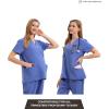imageMaternity Scrubs Shirt for Women Doctor Uniform Short Sleeve Pregnant Nurse Scrub with Large PocketsBlue Shirt