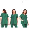 imageMaternity Scrubs Shirt for Women Doctor Uniform Short Sleeve Pregnant Nurse Scrub with Large PocketsGreen Shirt