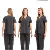 imageMaternity Scrubs Shirt for Women Doctor Uniform Short Sleeve Pregnant Nurse Scrub with Large PocketsGrey Shirt