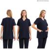 imageMaternity Scrubs Shirt for Women Doctor Uniform Short Sleeve Pregnant Nurse Scrub with Large PocketsNavy Shirt