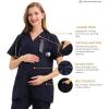 imageMaternity Scrubs Shirt for Women Doctor Uniform Short Sleeve Pregnant Nurse Scrub with Large PocketsNavy Shirt
