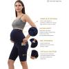 imageMaternity Shorts Pregnant OverBump Pant with Pockets Stretch for Workout YogaNavy