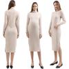 imageMaternity Sweater Dress for Fall Winter Long Sleeve Warm Dress for Work CasualBeige