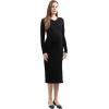 imageMaternity Sweater Dress for Fall Winter Long Sleeve Warm Dress for Work CasualVneck Black