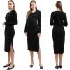 imageMaternity Sweater Dress for Fall Winter Long Sleeve Warm Dress for Work CasualVneck Black