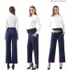imageMaternity Wide Leg Pants Comfortable Stretch OverBump Women Pregnancy Casual Capris for WorkWide Leg  Navy