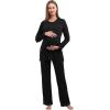 imageWomen Maternity Nursing Pajama Sets Pregnant Lounge SleepwearBlack on Black
