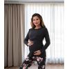 imageWomen Maternity Nursing Pajama Sets Pregnant Lounge SleepwearBlack on Black Floral