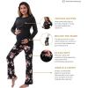 imageWomen Maternity Nursing Pajama Sets Pregnant Lounge SleepwearBlack on Black Floral
