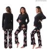 imageWomen Maternity Nursing Pajama Sets Pregnant Lounge SleepwearBlack on Black Floral
