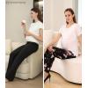 imageWomen Maternity Pajama Pant Stretchy Comfy Wide Soft Palazzo Elastic Pregnancy Lounge Casual PJs2 Pack Black  Black Floral