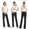 imageWomen Maternity Pajama Pant Stretchy Comfy Wide Soft Palazzo Elastic Pregnancy Lounge Casual PJsBlack