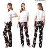 imageWomen Maternity Pajama Pant Stretchy Comfy Wide Soft Palazzo Elastic Pregnancy Lounge Casual PJsBlack Floral