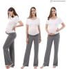 imageWomen Maternity Pajama Pant Stretchy Comfy Wide Soft Palazzo Elastic Pregnancy Lounge Casual PJsGray