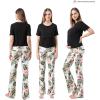 imageWomen Maternity Pajama Pant Stretchy Comfy Wide Soft Palazzo Elastic Pregnancy Lounge Casual PJsWhite Green Leaf
