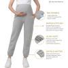 imageWomens Maternity Joggers Pregnant Sweatpants Pants Casual Lounge Over Belly GymGray