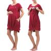 imageLabor and Delivery Gown for Hospital With Pockets Open Back Nursing Pajamas for Women Breastfeeding Maternity NightgownRed