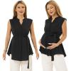 imageMaternity Blouse for Work Pregnancy Top Short Sleeve Shirt Formal Women ChiffonBlack