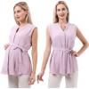 imageMaternity Blouse for Work Pregnancy Top Short Sleeve Shirt Formal Women ChiffonLavender