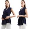 imageMaternity Blouse for Work Pregnancy Top Short Sleeve Shirt Formal Women ChiffonNavy